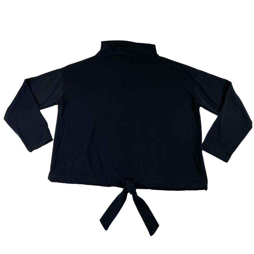 Banana Republic Women's Size L Black Mock Neck Tie Front Long Sleeve Top